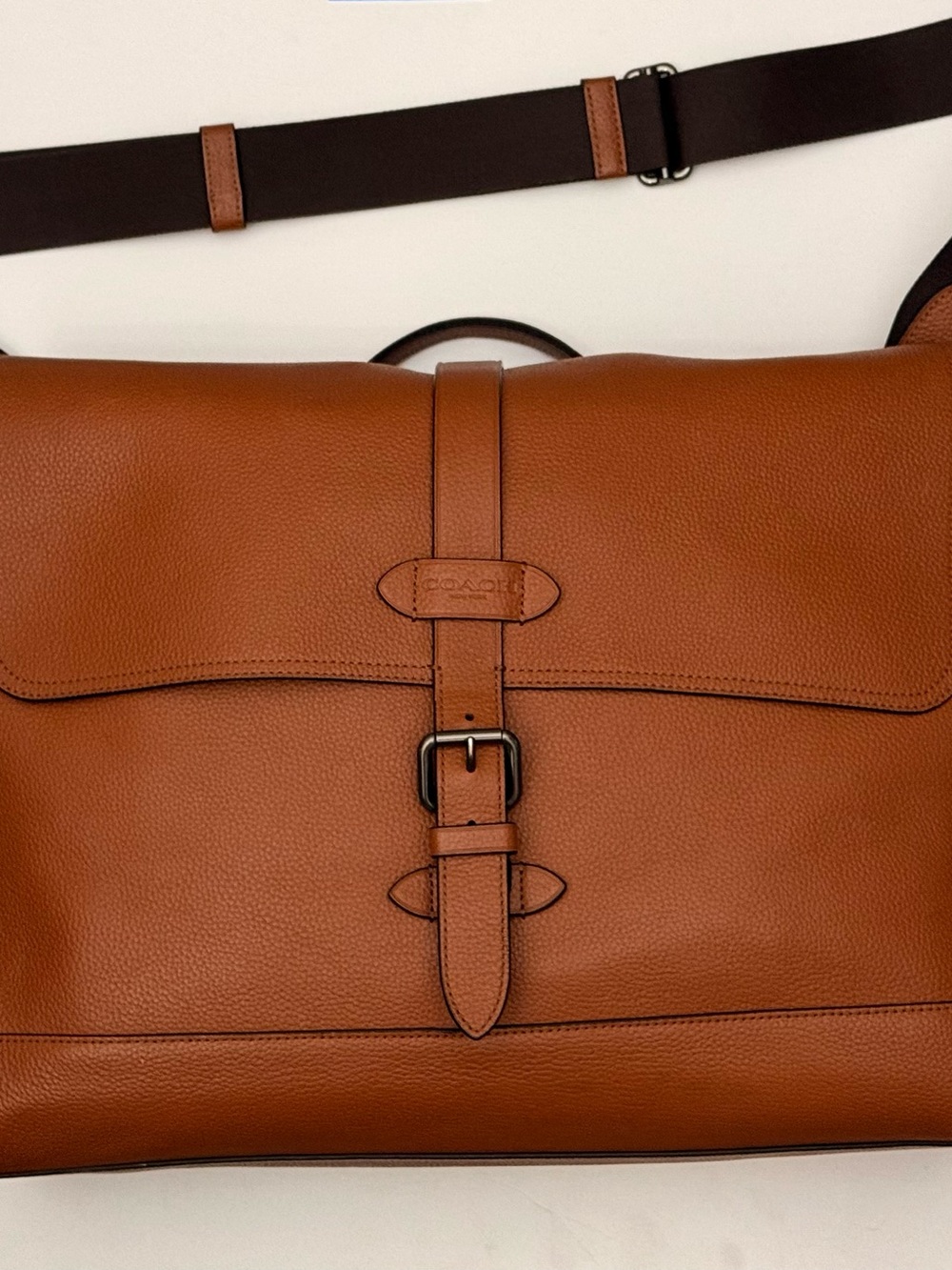 Coach Hudson Leather Messenger Bag Briefcase Saddle Brown Laptop Crossbody
